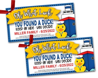 Duck Tags, Cruising Ducks, Rubber Duck Tag, Cruising Duck Game Tags, Editable Details, Printable, Cruise Printables, Instant Download