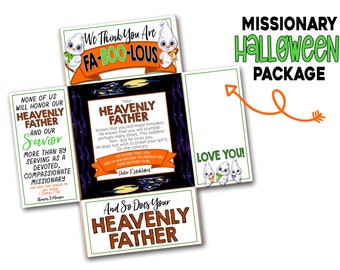 Paquete misionero de Halloween, paquete de Halloween misionero SUD imprimible, mamá misionera SUD, paquete misionero SUD, correo misionero, decoración