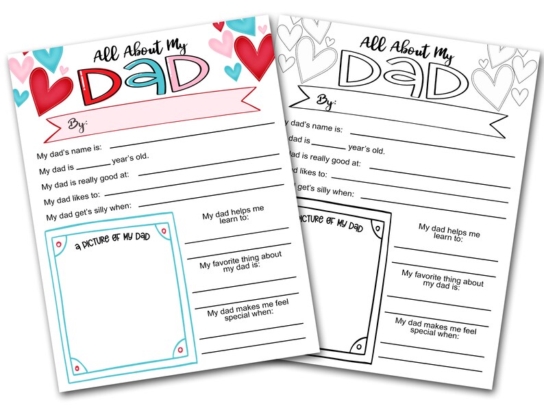 All About My Dad Father's Day Printable Father's Day - Etsy
