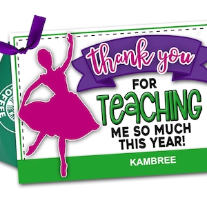 Dance Teacher Thank You, Dance Teacher Gift Tags, Dance Thank You Card, Dance Printable, Dance Thank You Card, Dance Teacher Gift Tag