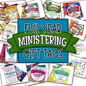 Paquete de etiquetas de regalo ministerial, paquete de etiquetas ministeriales de año completo, 12 folletos ministeriales, ministración de la Sociedad de Socorro SUD, etiquetas ministeriales
