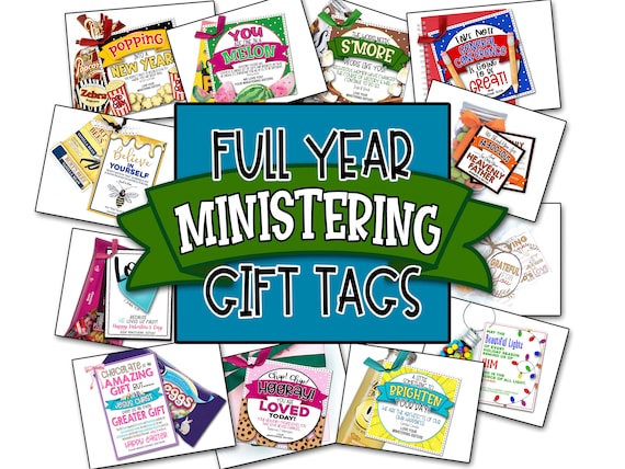 Ministering Gift Tag Bundle, Full Year Ministering Tags Bundle, 12 Ministering Handouts, LDS Relief Society Ministering, Ministering Tags