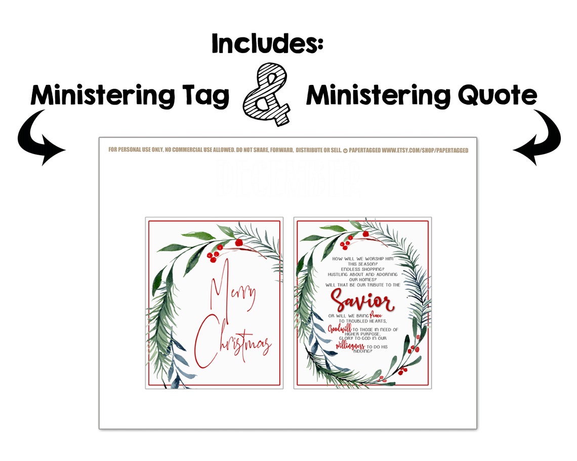 Christmas Ministering Gift December Ministering Card | Etsy