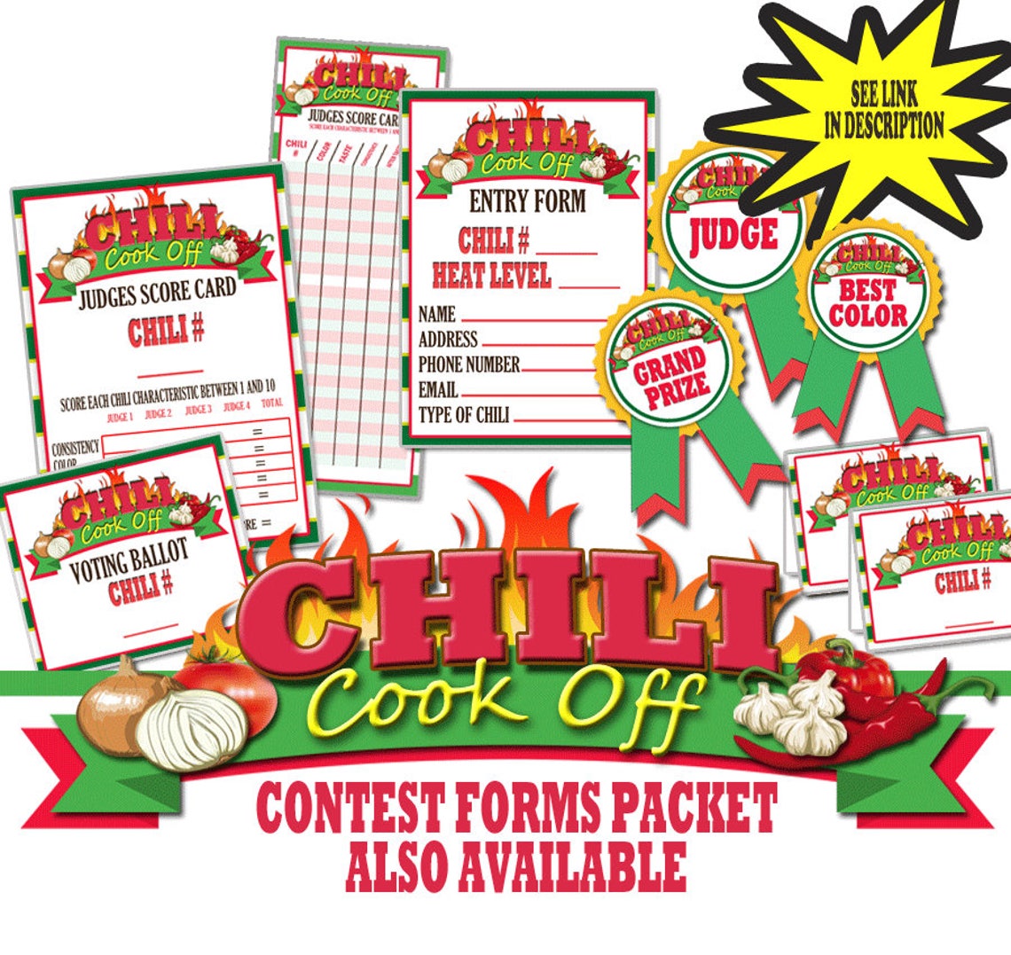 Chili Cook off Score Cards Chili Cook off Judges Score Cards Etsy
