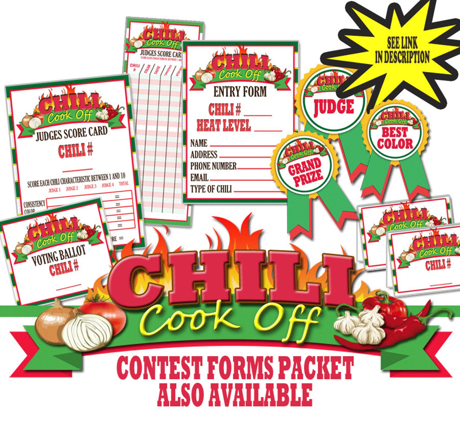 Chili Cook off Score Cards Chili Cook off Judges Score Cards Etsy