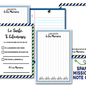 Cartes de notes missionnaires, cartes de notes de porte missionnaire LDS, espagnol, cartes de notes missionnaires imprimables, désolé de vous avoir manqué, missionnaire LDS
