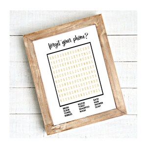 Bathroom Crossword Print, Funny Bathroom Sign, Forgot your phone, Bathroom Wall Decor, Bathroom Decoration, Bathroom Crossword Printable
