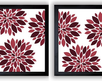Instant Download Red Burgundy Dahlia Flower Set Of 2 Printable Etsy