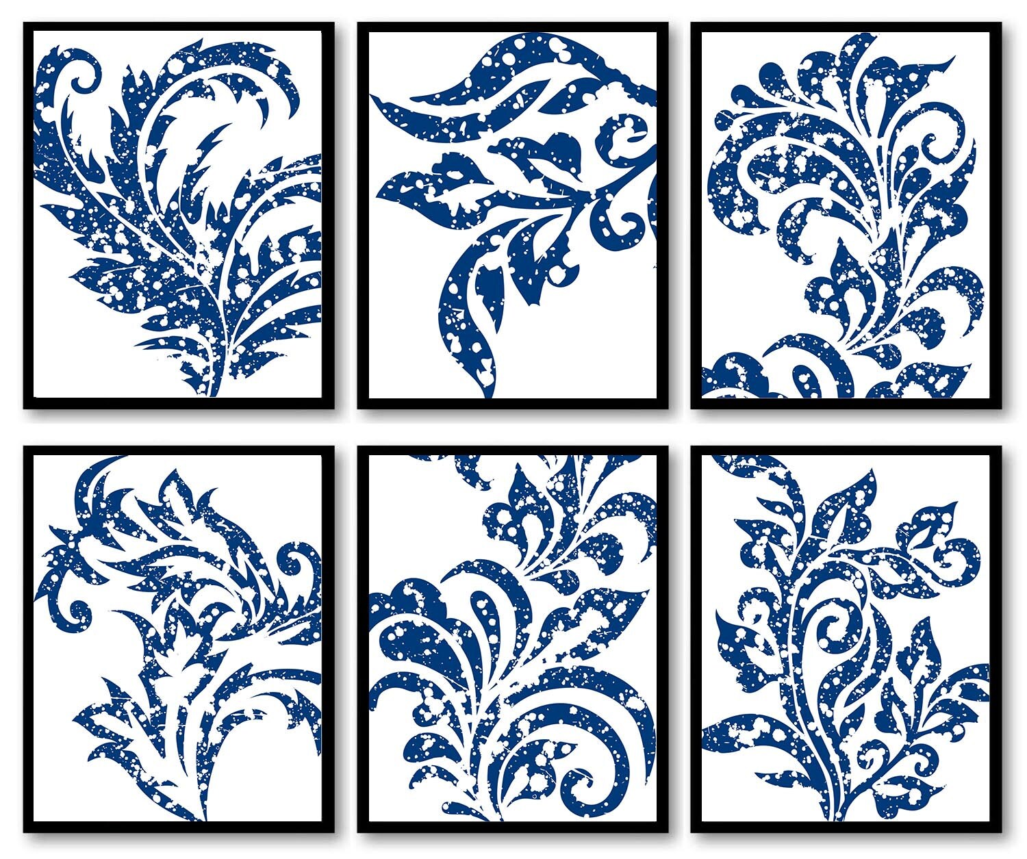 INSTANT DOWNLOAD Navy Blue White Art Set of 6 Printable Print Etsy