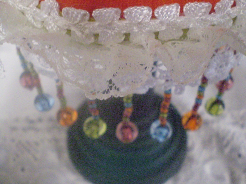 Teal Glass Candle Holder Pincushion Etsy