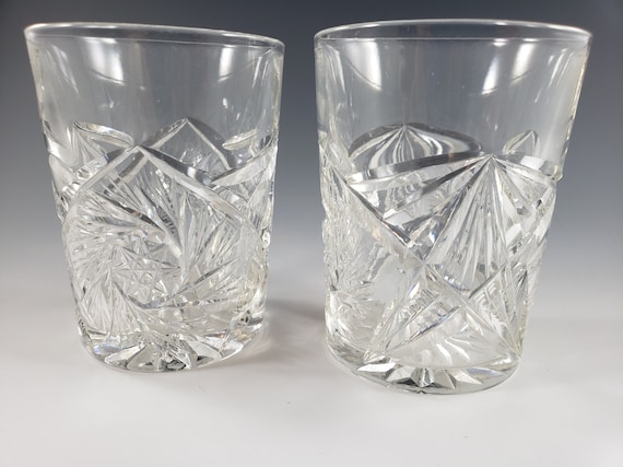 Vintage Blue Crystal-Cut Pitcher & Glasses Set - Set of 3