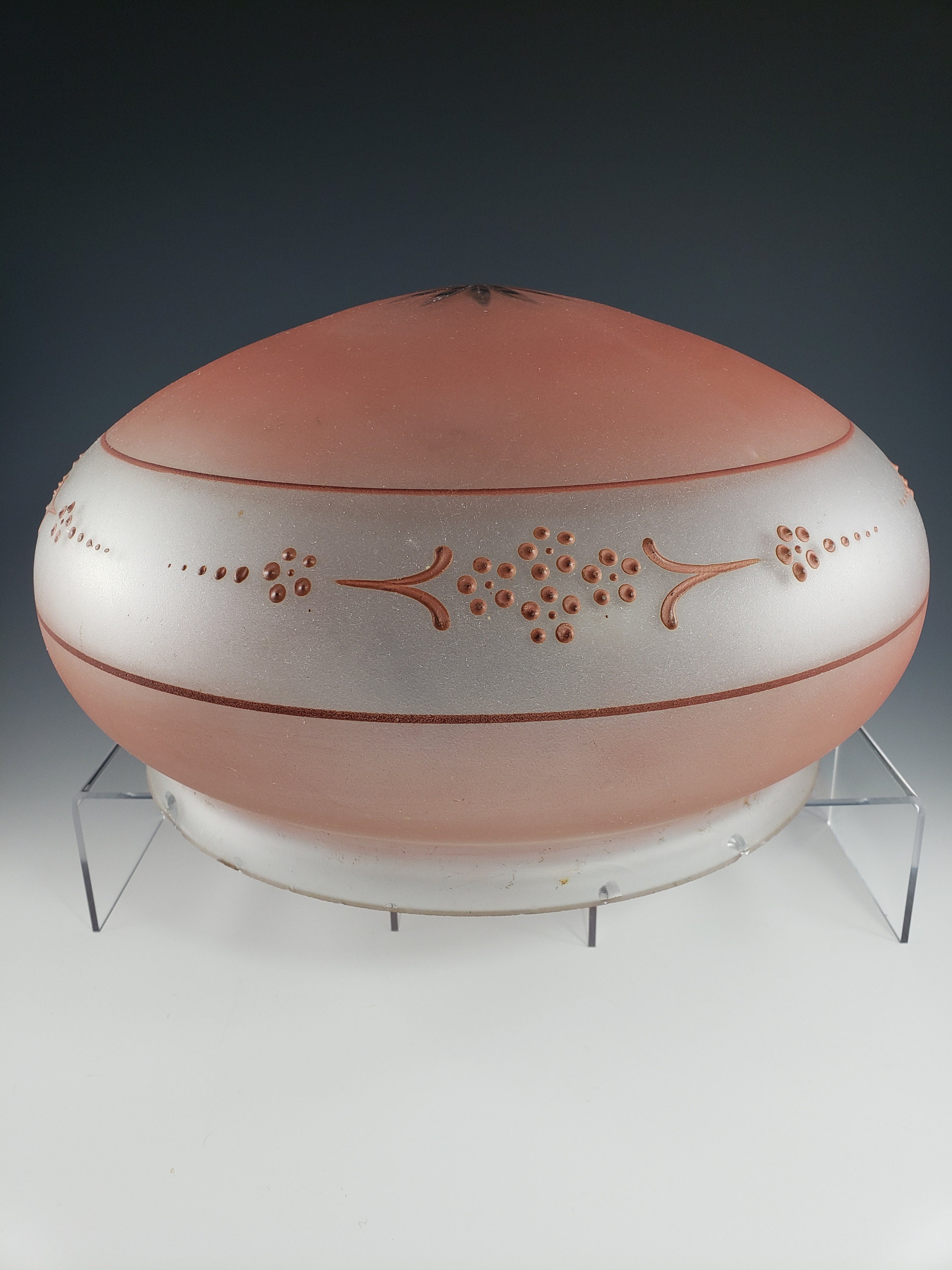 1940s Large Ceiling Light Globe Frosted Pink W Hand Painted Etsy