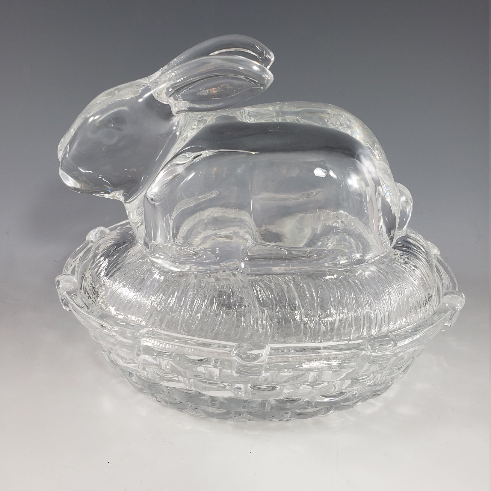 Crystal Glass rabbit on Nest Candy Serving Dish Etsy