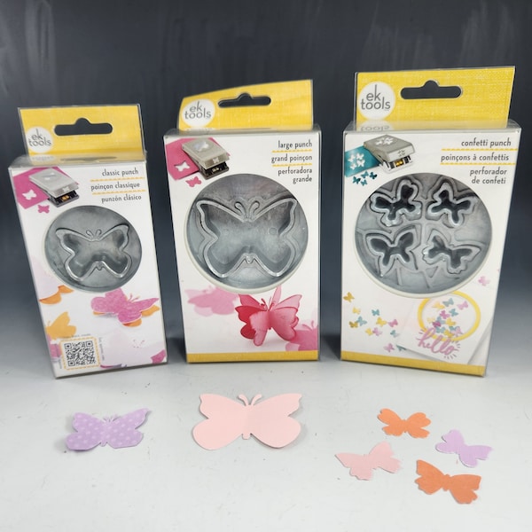 EK Tools Metal Paper Punches Butterfly Punch in 3 sizes for Scrapbooking Papercraft Craft Making Art BUNDLE Set of 3 w Boxes