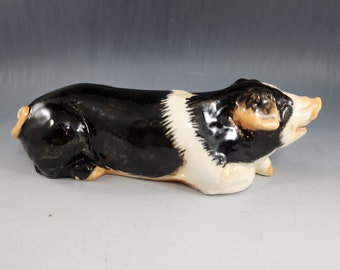 8&quot; Pig Figurine The Townsends Ceramic Studio Hand Painted Pottery by Ann Townsend Alaska Signed - USA