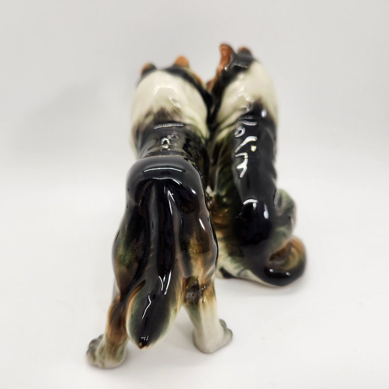 Two Collie Dogs w Newspaper Porcelain Figurine Hand Painted Original Label by Royal Japan image 4