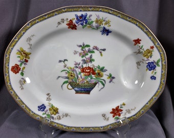 Antique Meat Serving Platter by Theodore Haviland Limoges 11.5&quot; Ganga Tray 1920s Spring Floral Bouquet – France
