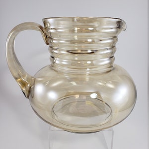 1930s Dunbar Flint Glass rings Pitcher in Topaz Blown Glass Iridescent ...