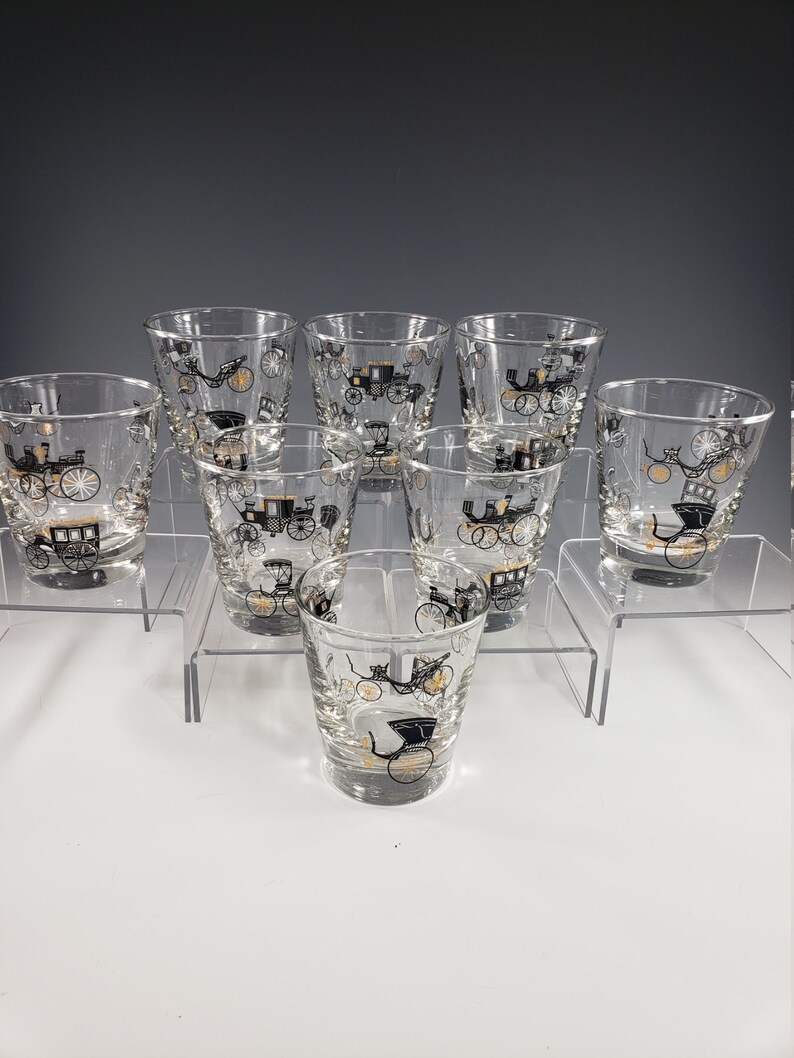 MCM 1952 Libbey carriages Rocks Whisky Glasses Set of 4 or 8 - Etsy