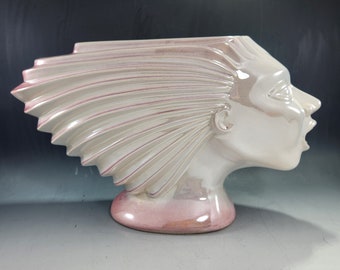 RARE Sunset Ceramics Funky Screaming Head Vase Planter Maggie Fisher Design Large Art Deco Pink Opalescent Ceramic - England