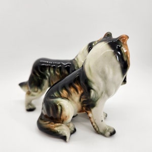 Two Collie Dogs w Newspaper Porcelain Figurine Hand Painted Original Label by Royal Japan image 3