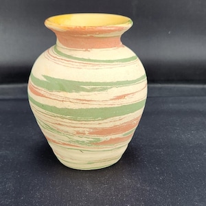 4 "Vase Green Swirl von Silver Springs Pottery Florida NILOAK STYLE Pinselhalter