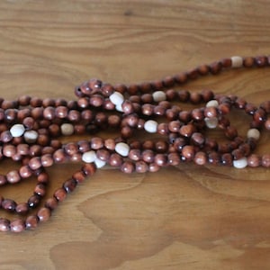 Upcycled Wooden brown and white bead necklace-Boho-Native American-Powwow-Fall-Autumn Jewelry