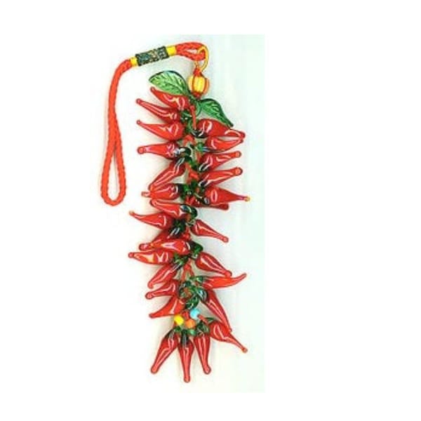 Miniature Glass Chile Ristra 9/12 inches-Hand-blown glass chilis-Cinco De Mayo-Mexico-Latino-chili-chilli-Español-espanol-lampwork beads