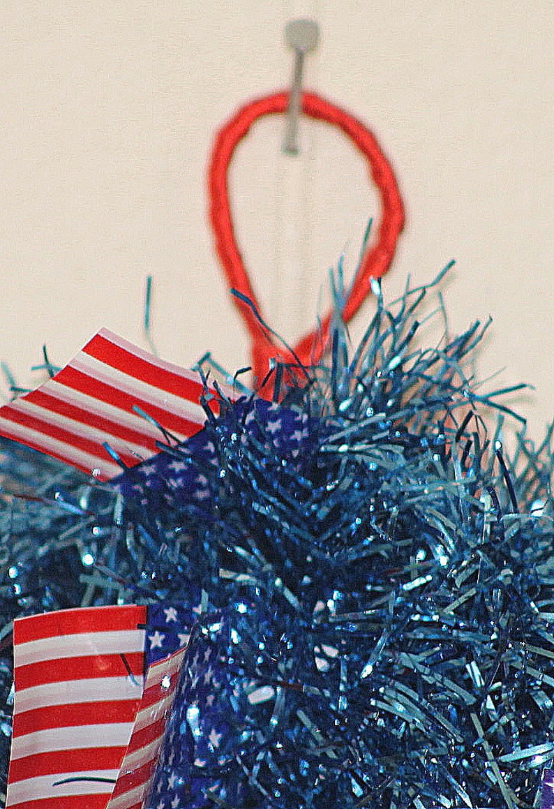 Patriotic 13 Inch Blue Tinsel and American Flag Wreathfront Etsy
