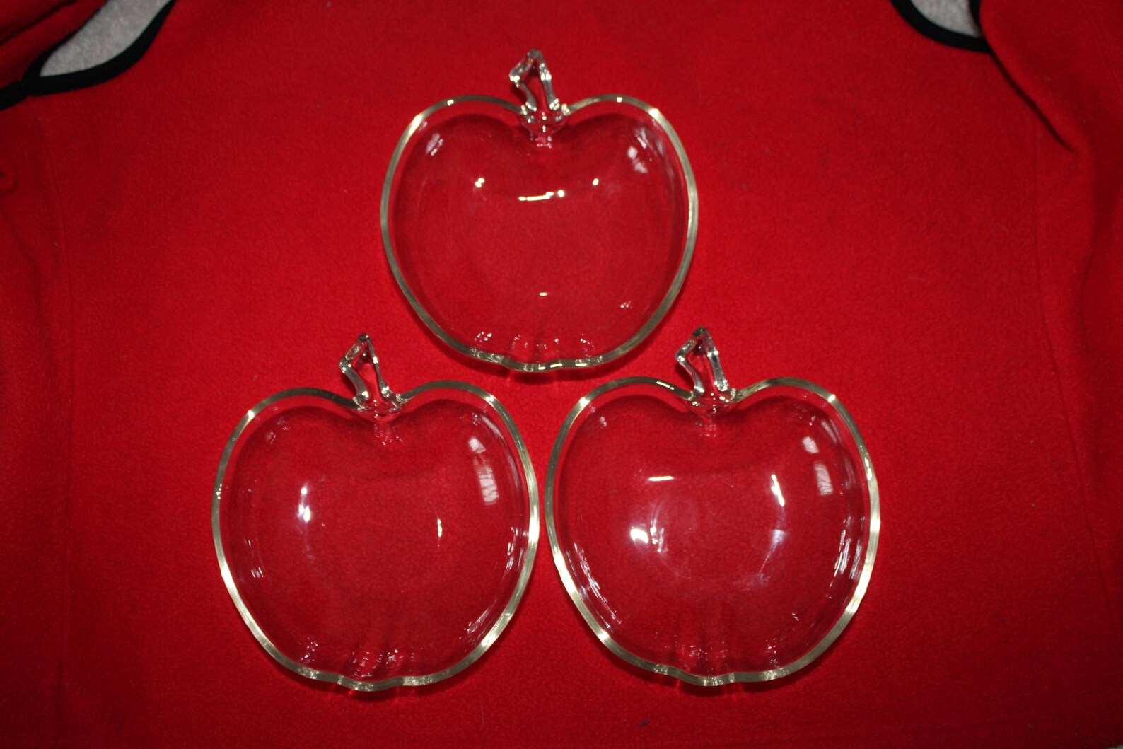 Set of 3 Clear Glass APPLE Dishes 6 Inch Diametercandy Etsy