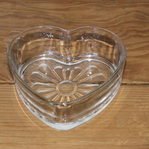 Glass Heart Shaped Bowl Candy Dish Trinket Dish Etsy