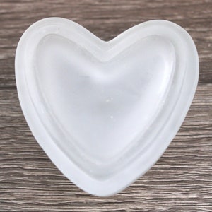 Tiny 2 Piece Heart Shaped Frosted Glass Ring Dish with Lid-Valentine&#39;s Day-LOVE-kisses-wedding-Mother&#39;s Day-sweetheart-jewelry-trinket box
