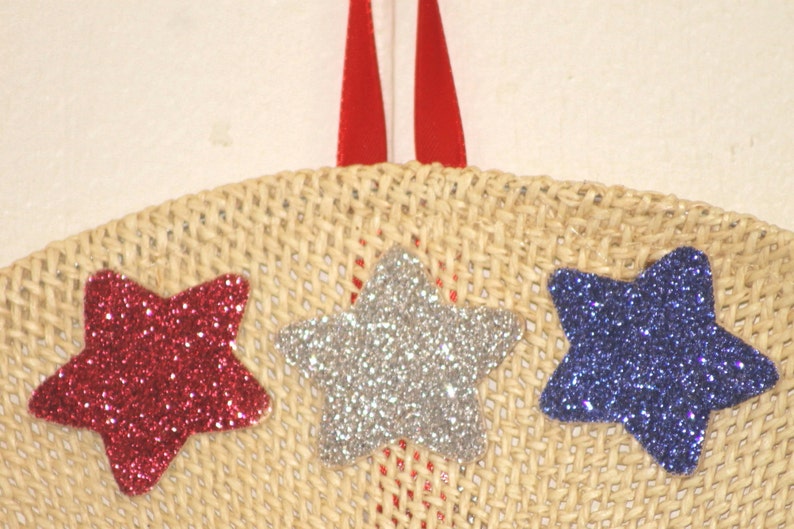 Patriotic Western Cowboy Hat Door Hanger Wreath 4th of July Fourth Independence Day Americana vaquero