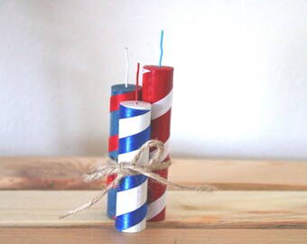 3 Wooden Firecrackers Table Décor 4th of July Fourth Independence Day Fireworks Americana Memorial Patriotic Veterans