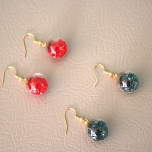 Gem Filled Ornaments dangle earrings-Glass Charms-Tannenbaum-bulbs-baubles-Christmas Tree-Navidad-Noel-St. Pat&#39;s-Valentine&#39;s Day