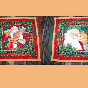Napperons de Noël réversibles Père Noël - Lot de 4 sets de table pour Noël matelassés amérindiens - La veille de Noël - Navajos - Navaho