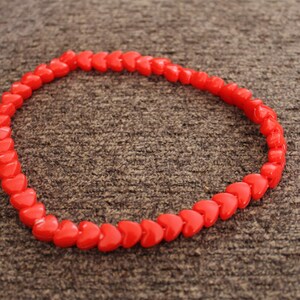 Stretchy RED heart pony beads-necklace-choker-kandi-Love-Wedding-Valentine&#39;s-Mother&#39;s Day-Flower Girl