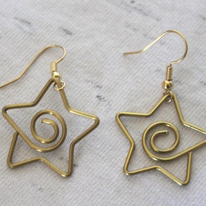 Stars with Spirals dangle earrings-Celestial Jewelry-Americana-Star of Bethlehem-July 4th-Independence Day-Patriotic-Noel-Navidad-Christmas