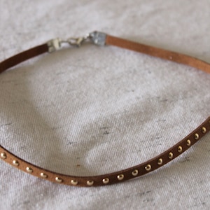 Brown Faux Suede Cowgirl Choker Necklace with gold colored studs Vegan leather Rodeo Cow Girl Cowboy Western Ranch