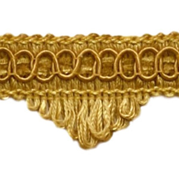 1 1/2" (3.5cm) long Scallop Loop Fringe Trim Gimp Braid (SF0150), Dark Gold #C4 (Dark Yellow Gold) Sold By The Yard (36"/3 ft/0.9m)
