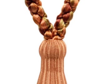 2 Trimland Tassel Tieback Jute Double Monkey Fist Nautical Brown Set New 2 Trimland Tassel Tieback Jute Double Monkey Fist Nautical Brown Set New