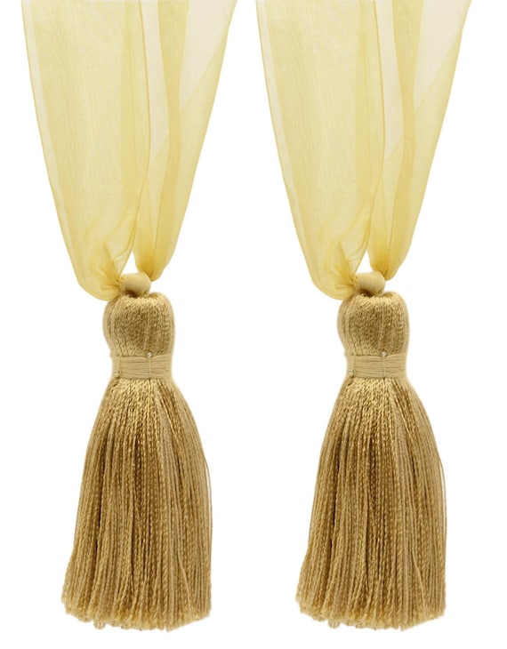 Embrasses De Rideaux Avec Pompons Et Perles - Longueur ~66 Cm, 9 Couleurs Disponibles (jaune Et Autres) - 8