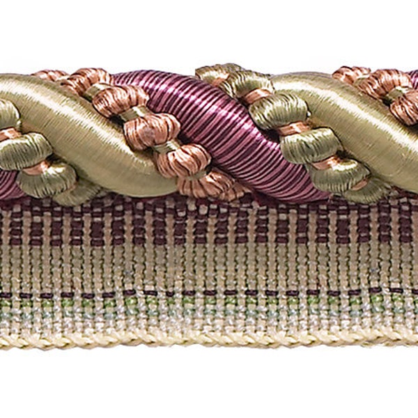 1cm Seil mit Lippe | Kordel (0716I2), Sage Rose Pink Multicolor #1010 (Hellrosa, Salbeigrün, Hellbeige) 25m lang