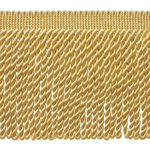 DÉCOPRO 6" (15cm) Decorative Bullion Fringe Trim, Traditional Satiny Finish # BFS6, #B7 (Light Yellow Gold) Sold By The Yard (36"/3 ft/0.9m)