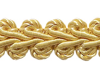 1/2&quot; (1cm) Basic Solid Collection French Gimp Braid Trim # FGS, Light Gold #B7 (Light Yellow Gold) Sold By The Yard (36&quot;/3 ft/0.9m)