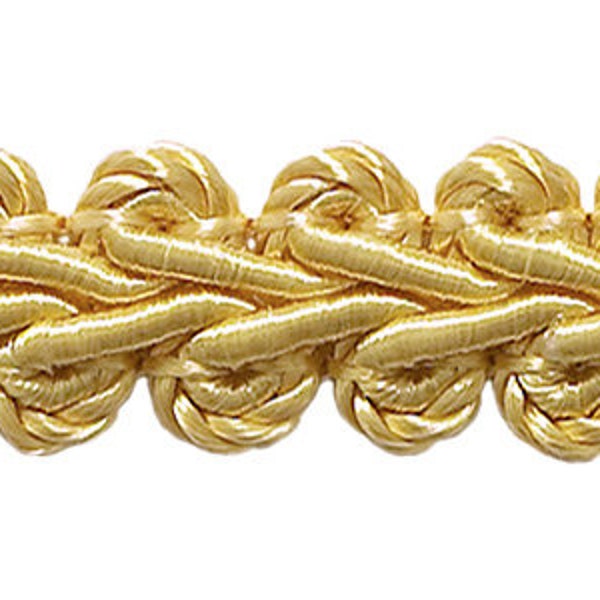 1/2" (1cm) Basic Solid Collection French Gimp Braid Trim # FGS, Light Gold #B7 (Light Yellow Gold) Sold By The Yard (36"/3 ft/0.9m)