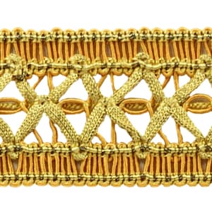 1 1/2&quot; (3.5cm) Wide Vintage Gimp Braid Trim # 0150HG, Canary Gold #4875 (Dark Gold, Yellow Gold) Sold By The Yard (36&quot;/3 ft/0.9m)