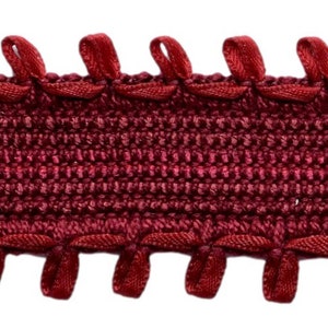 1 1/2&quot; (3.5cm) Woven Braid Trim (Style# 0150HRG) #71357 (Burgundy Red, Wine Red, Dark Red) Sold By The Yard (36&quot;/3 ft/0.9m)