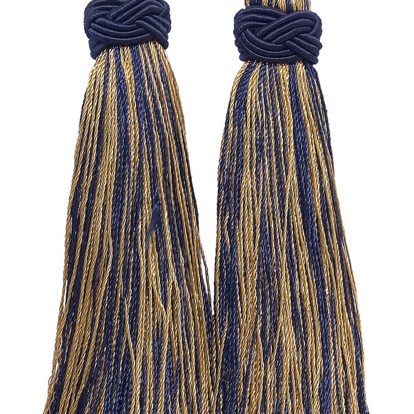 Double Curtain and Drapery Tieback / Holdback, 4" Tassel (10cm), 26" Spread (66cm) # ICT, Nautical Gold #1152 Sold Individually