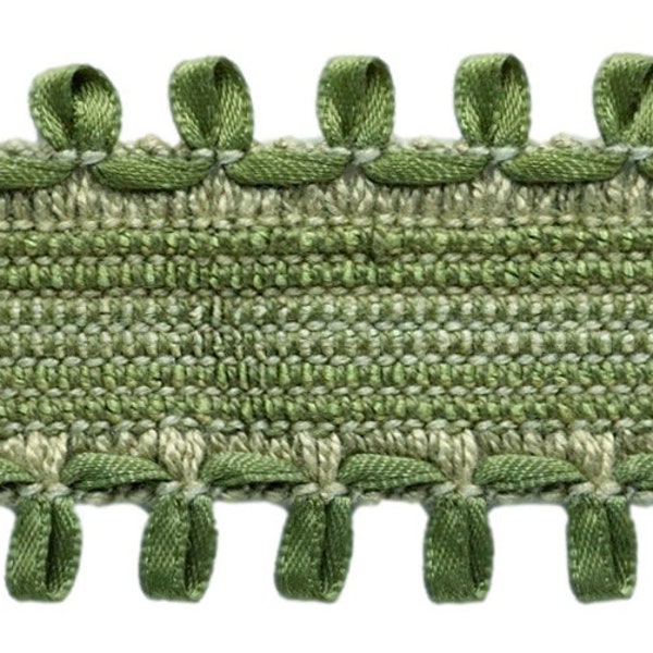 1 1/2" (3.5cm) Woven Braid Trim (Style# 0150HRG) #61601 (Forest Green, Olive Brown, Dark Beige) Sold By The Yard (36"/3 ft/0.9m)